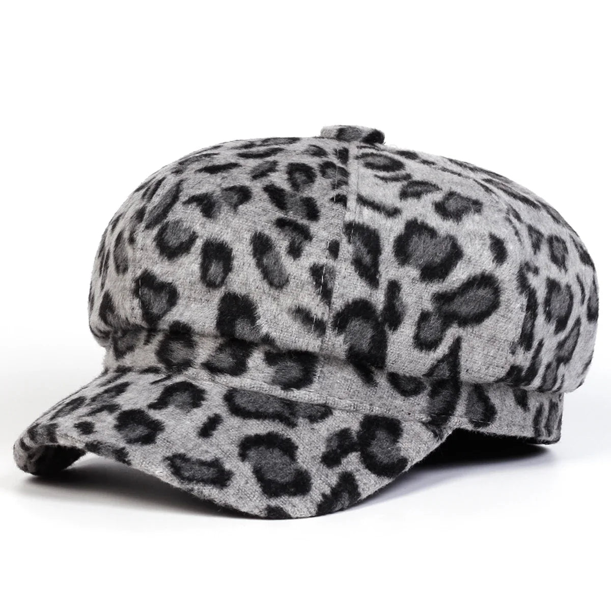 Mumford Women Leopard Print Plush Newsboy Cap