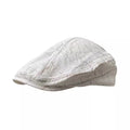 Munich White Plaid Cotton Flat Cap