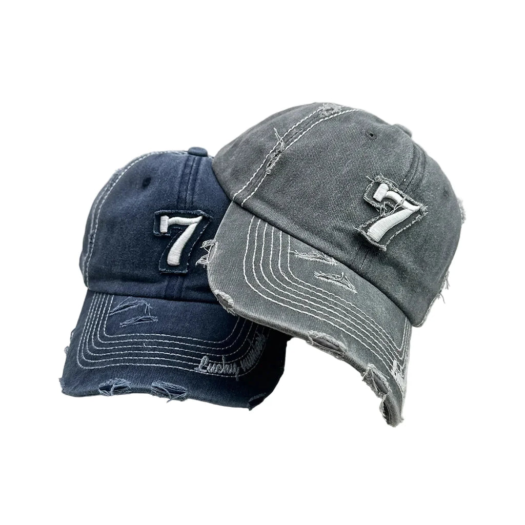 Nº 7 Vintage Ripped Washed Cotton Baseball Cap