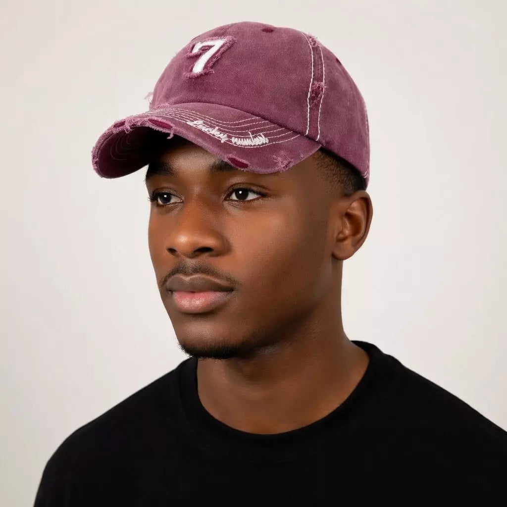 Nº 7 Vintage Ripped Washed Cotton Baseball Cap