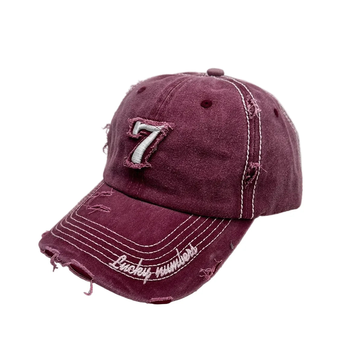 Nº 7 Vintage Ripped Washed Cotton Baseball Cap