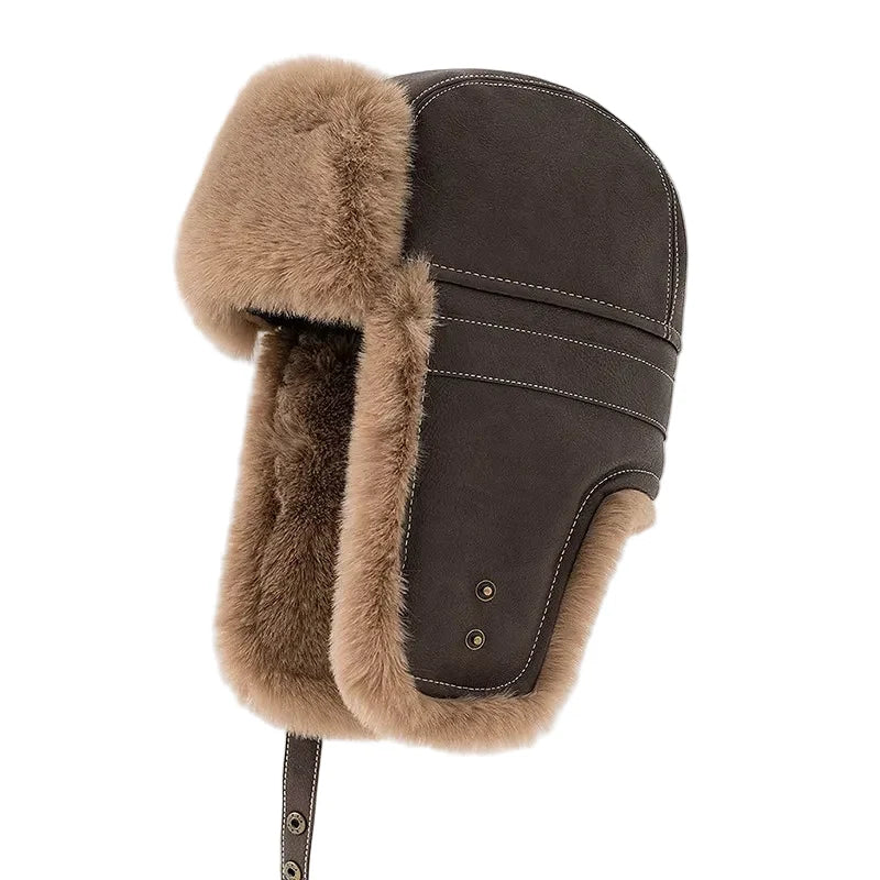 Nebraska Winter Fur Leather Bomber Hat