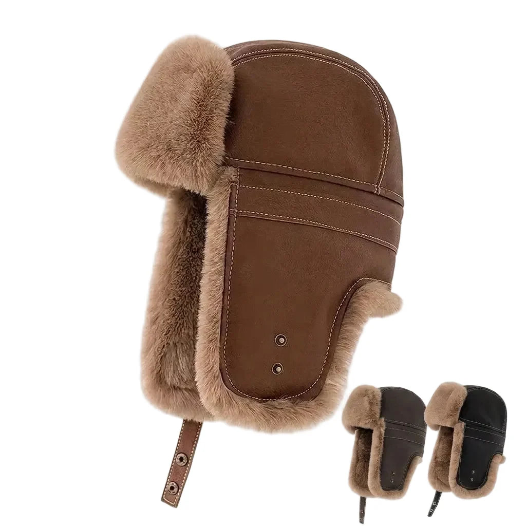 Nebraska Winter Fur Leather Bomber Hat