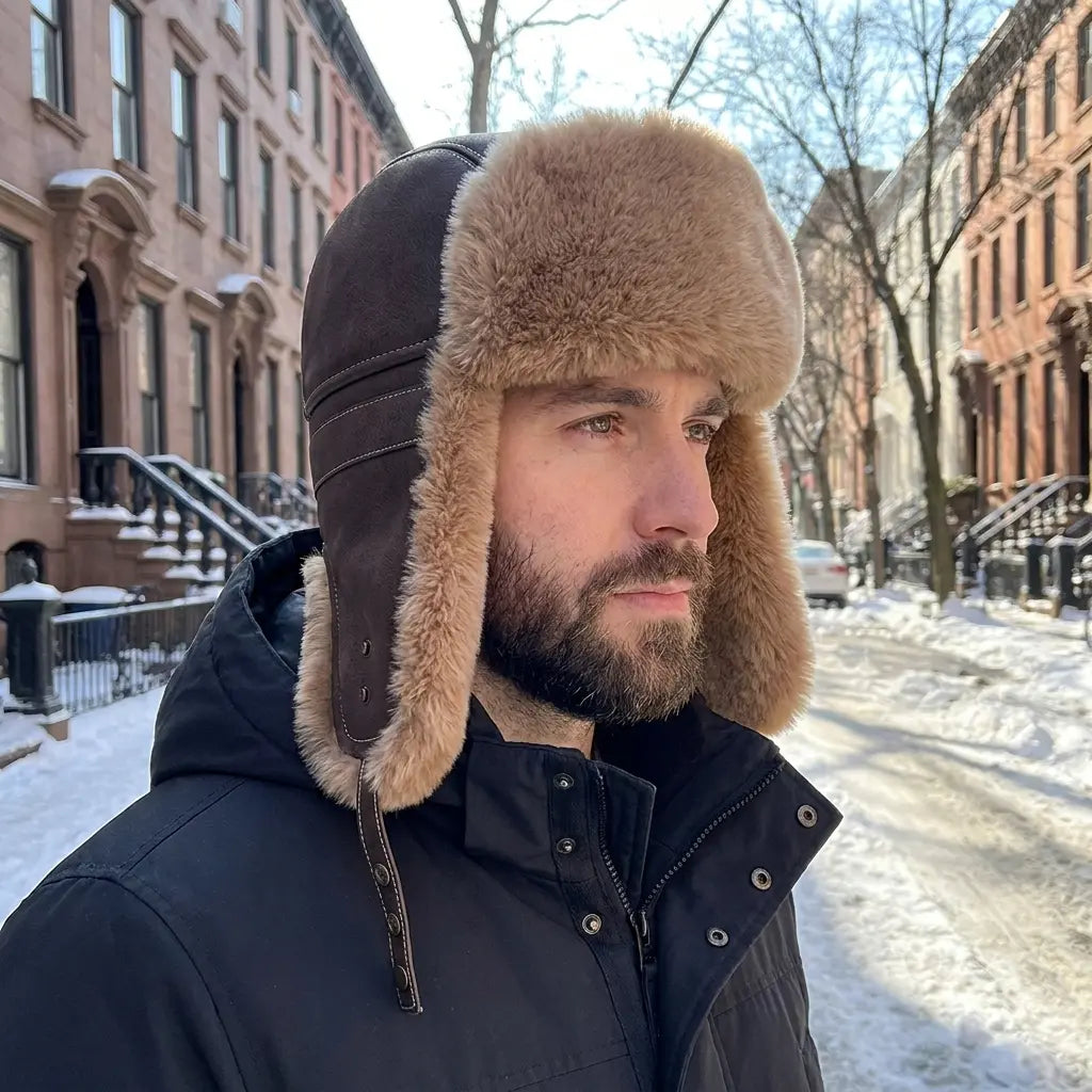 Nebraska Winter Fur Leather Bomber Hat