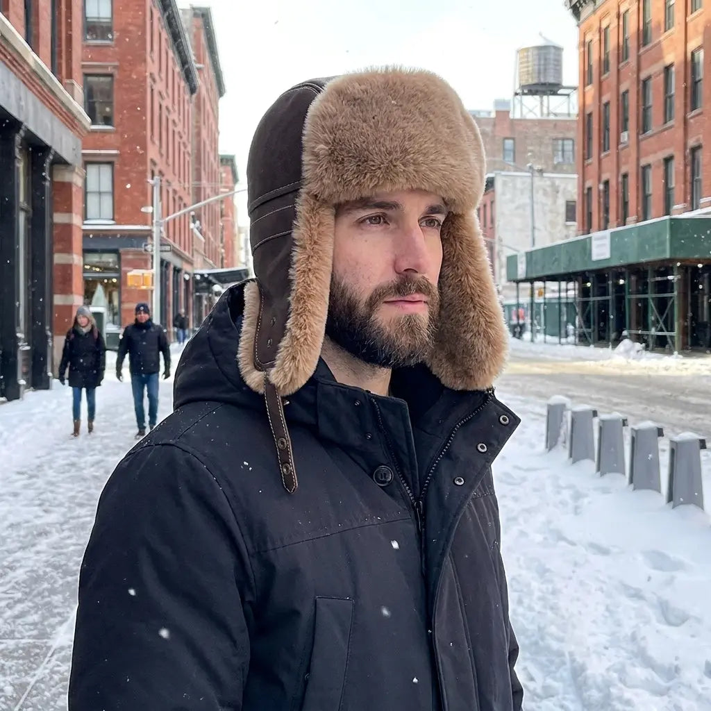 Nebraska Winter Fur Leather Bomber Hat