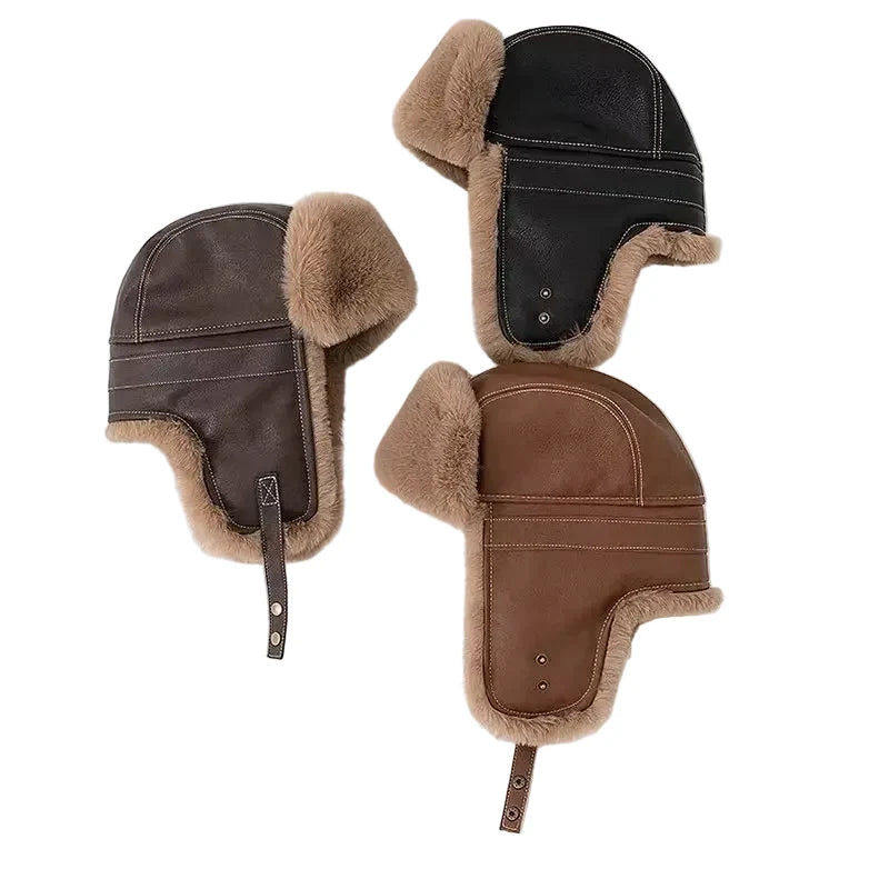 Nebraska Winter Fur Leather Bomber Hat