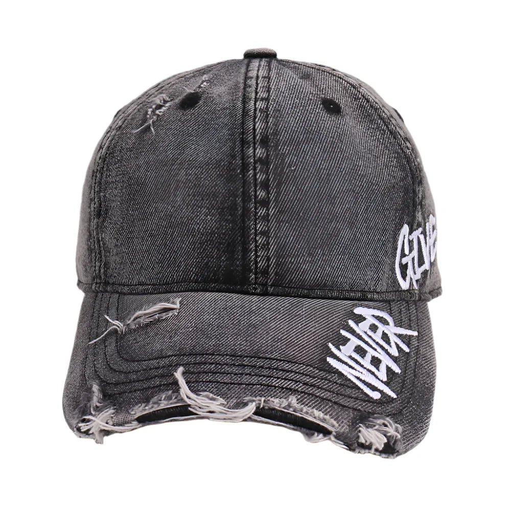 Never Give Up Scratched Baseball Cap