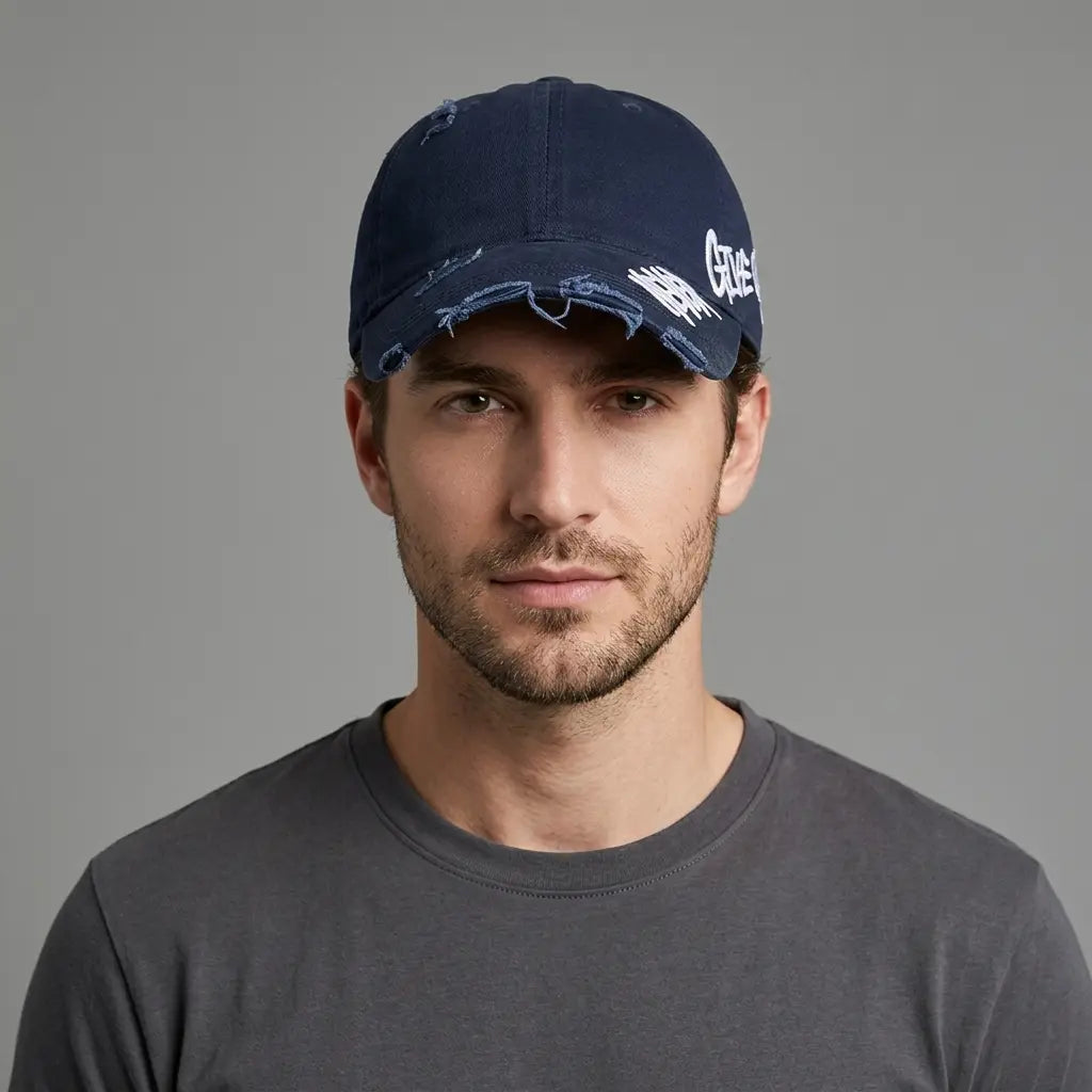 Never Give Up Scratched Baseball Cap