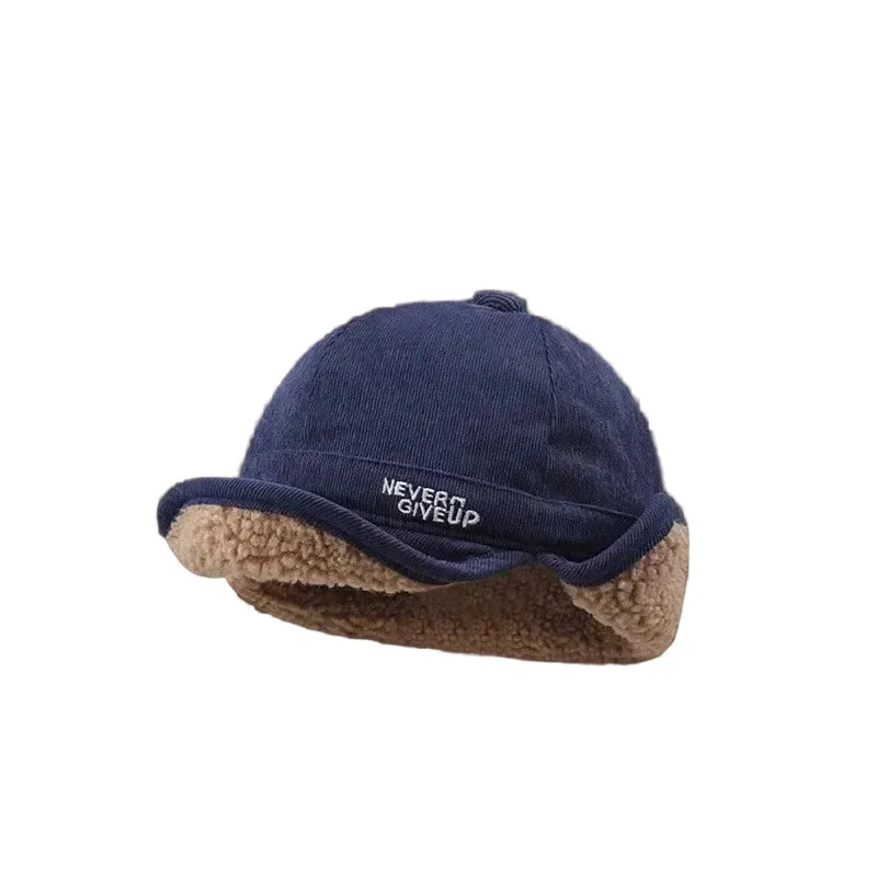 Never Give Up Winter Lined Corduroy Cap