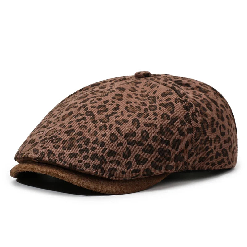 New Orleans Women Leopard Print Newsboy Cap