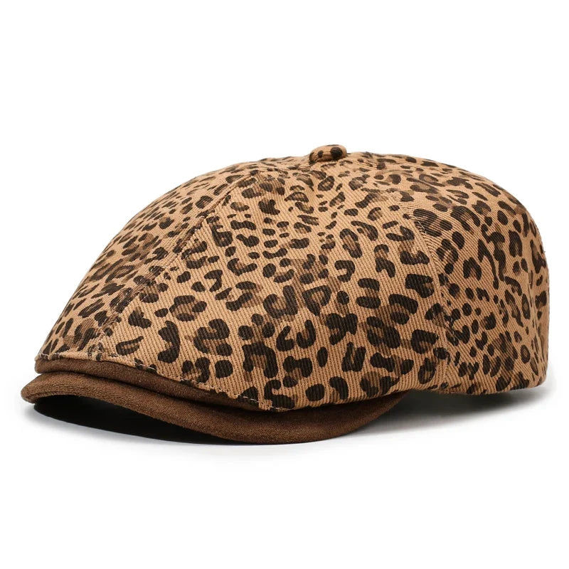 New Orleans Women Leopard Print Newsboy Cap