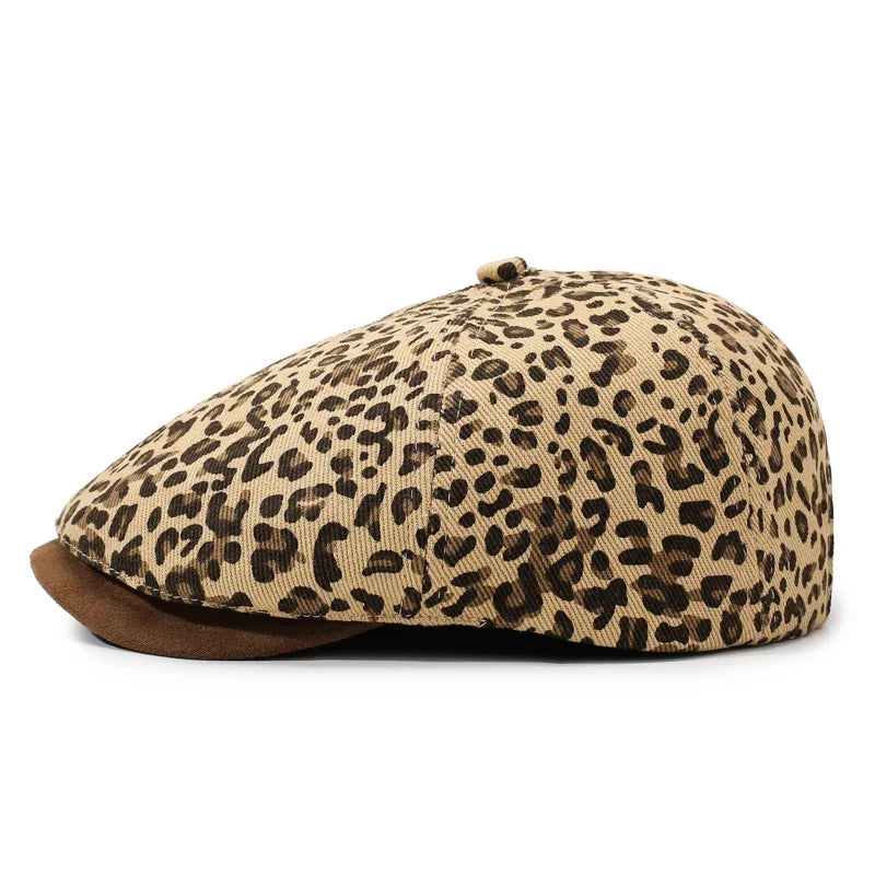 New Orleans Women Leopard Print Newsboy Cap