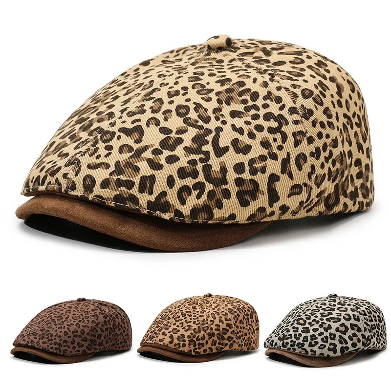 New Orleans Women Leopard Print Newsboy Cap