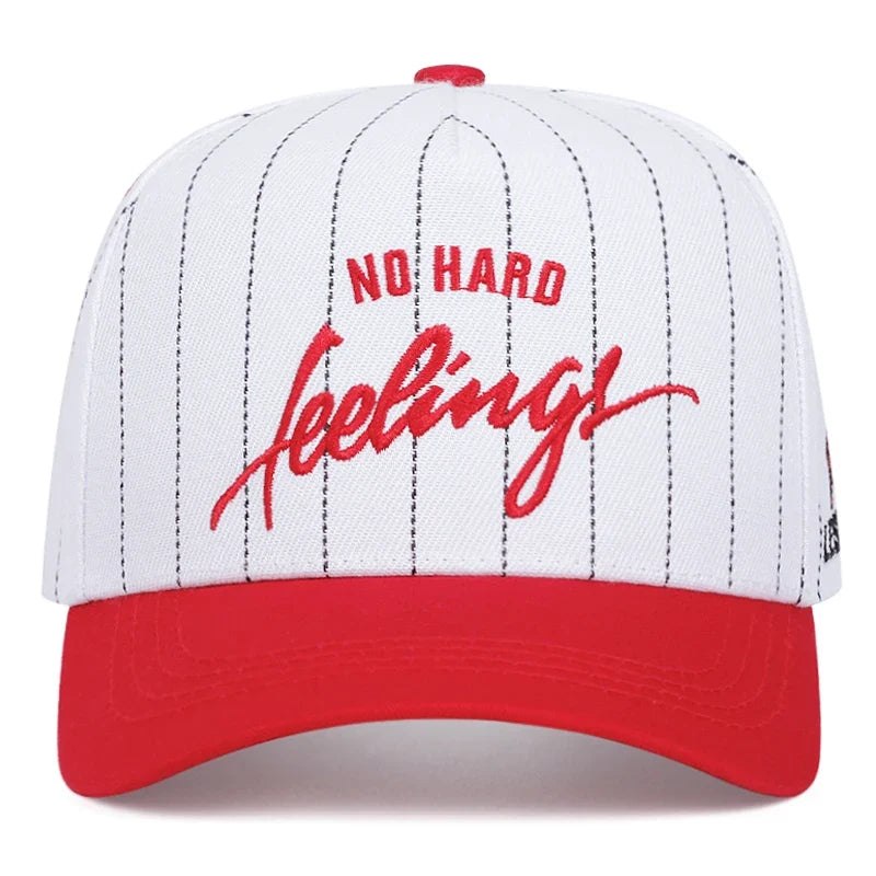 No Hard Feelings Striped Baseball Cap