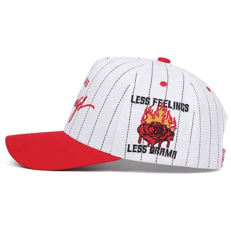 No Hard Feelings Striped Baseball Cap