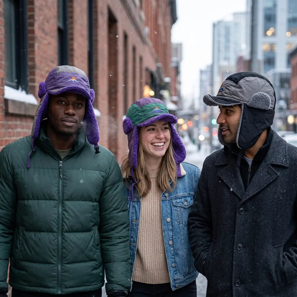 Northern Sunset Winter Patchwork Bomber Hat