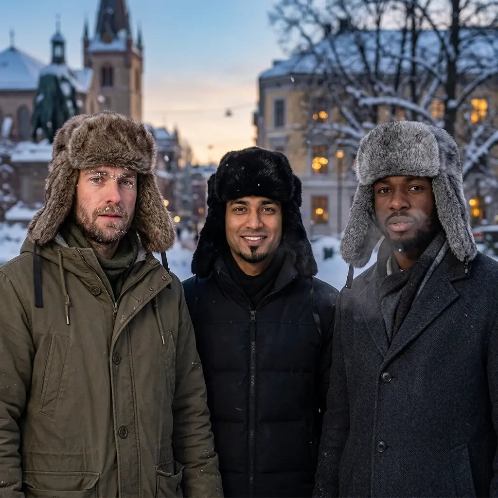 Oblast Russian Winter Rabbit Fur Trapper Bomber Hat