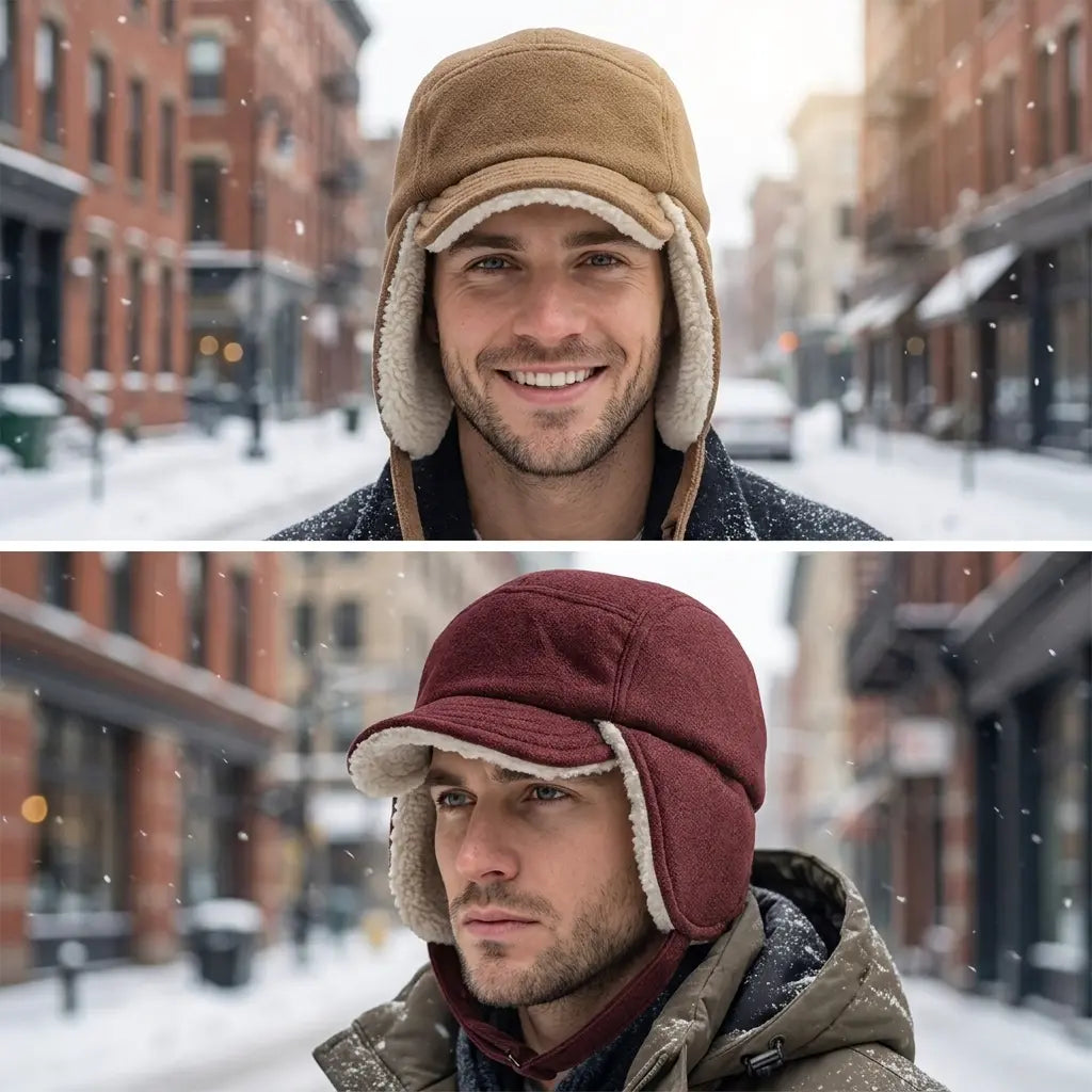 Ohio Winter Wool Fur Earflaps 5-Panels Cap