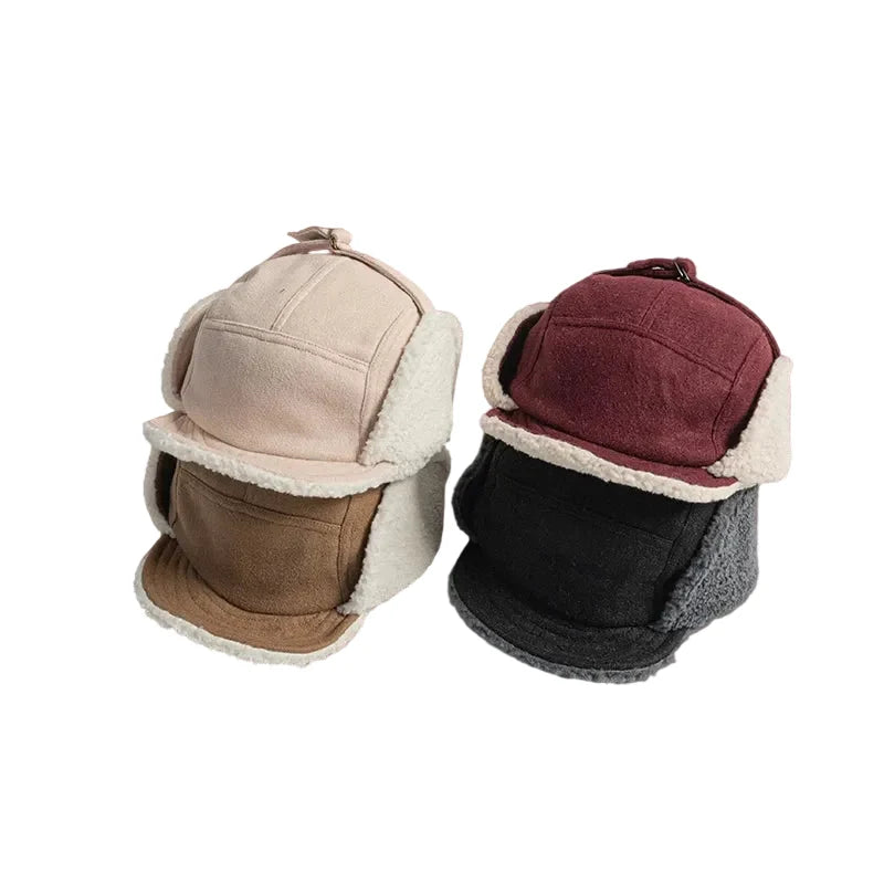 Ohio Winter Wool Fur Earflaps 5-Panels Cap