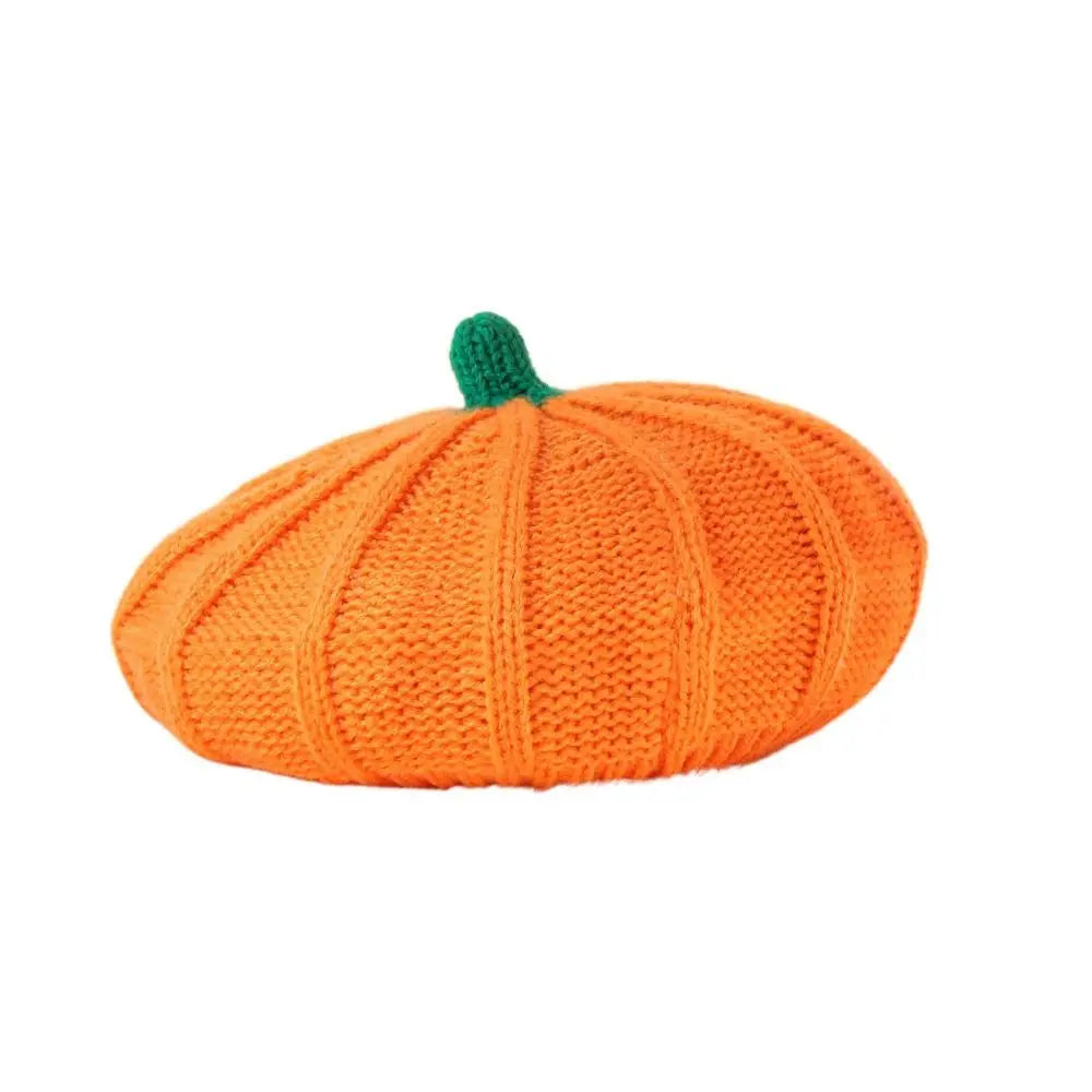 Orange Pumpkin Women Knitted Beret