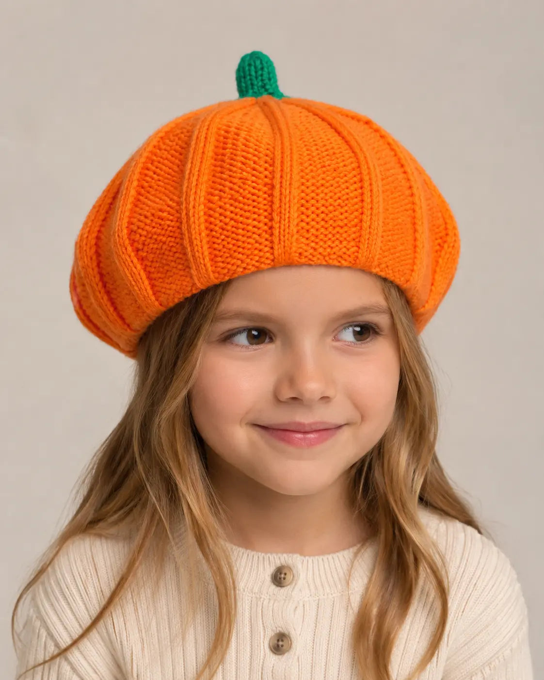 Orange Pumpkin Women Knitted Beret