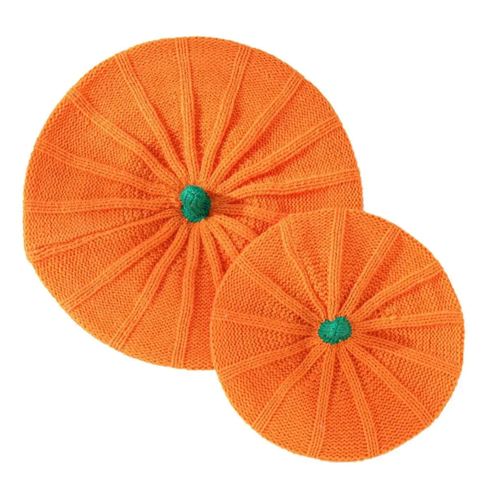 Orange Pumpkin Women Knitted Beret