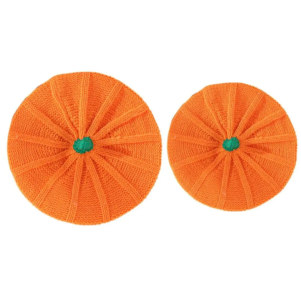 Orange Pumpkin Women Knitted Beret
