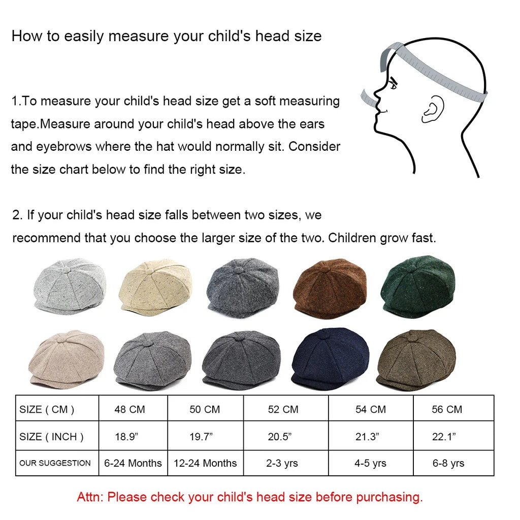 Oxford Kids Tweed Wool Newsboy Cap