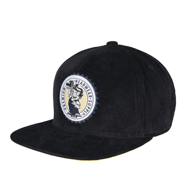PHS Black Corduroy Snapback Cap