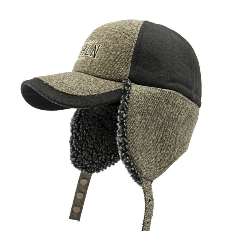 PODRLN Nordic Winter Plush Earflaps Baseball Cap