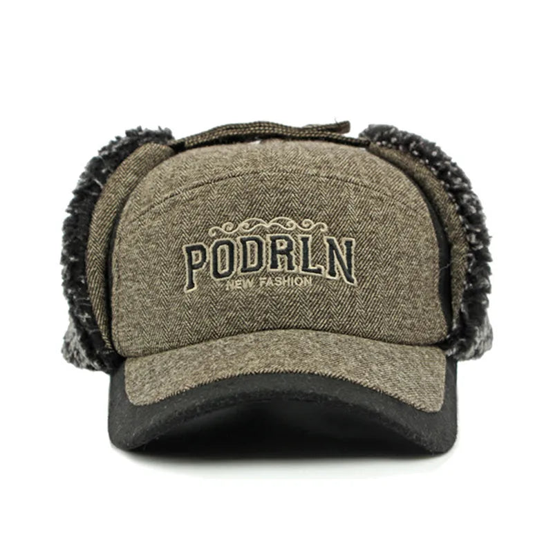 PODRLN Nordic Winter Plush Earflaps Baseball Cap