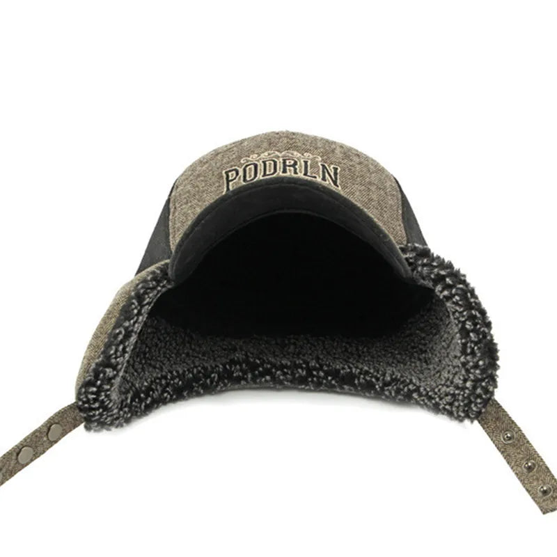 PODRLN Nordic Winter Plush Earflaps Baseball Cap