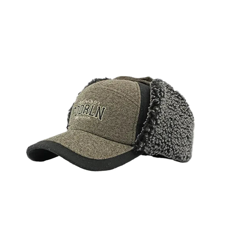 PODRLN Nordic Winter Plush Earflaps Baseball Cap