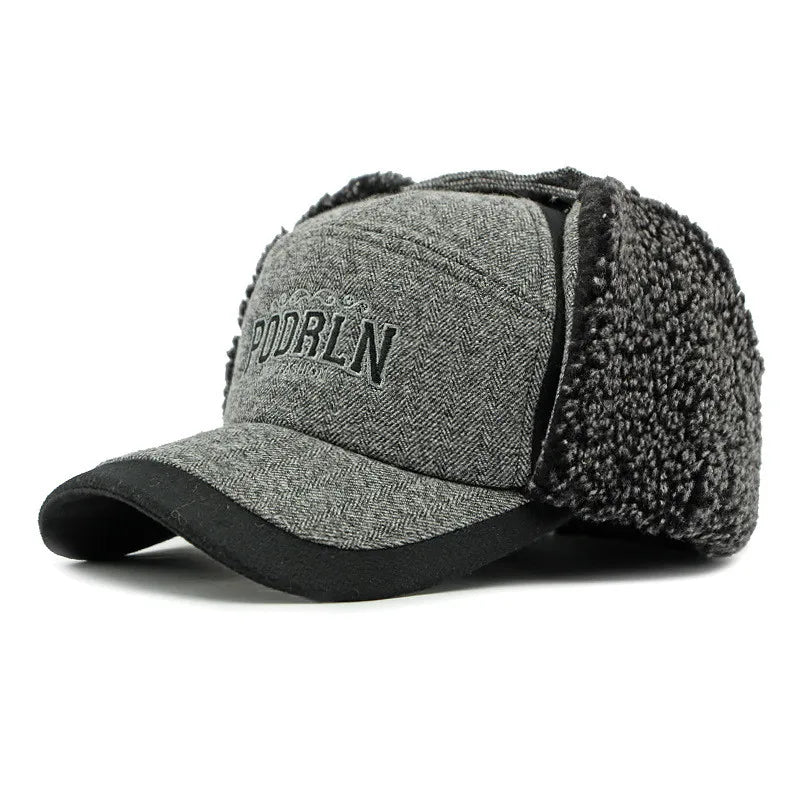PODRLN Nordic Winter Plush Earflaps Baseball Cap