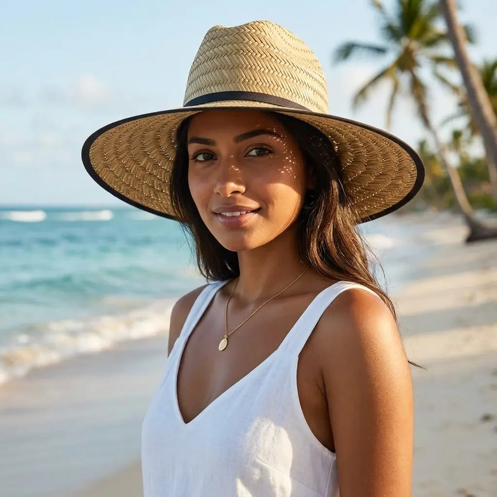 Panama Wide Brimmed Straw Sun Fedora Hat