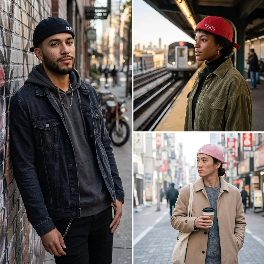 Paris Vintage Cotton Brimless Docker Cap
