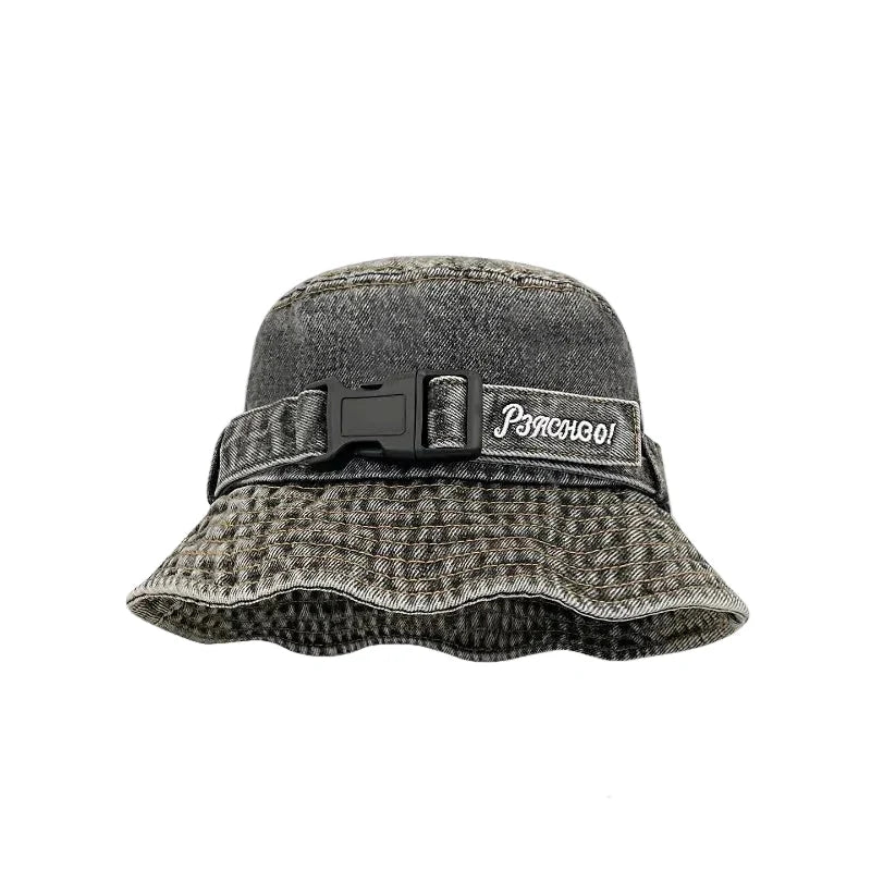 Peach Go Adjustable Belt Denim Bucket Hat