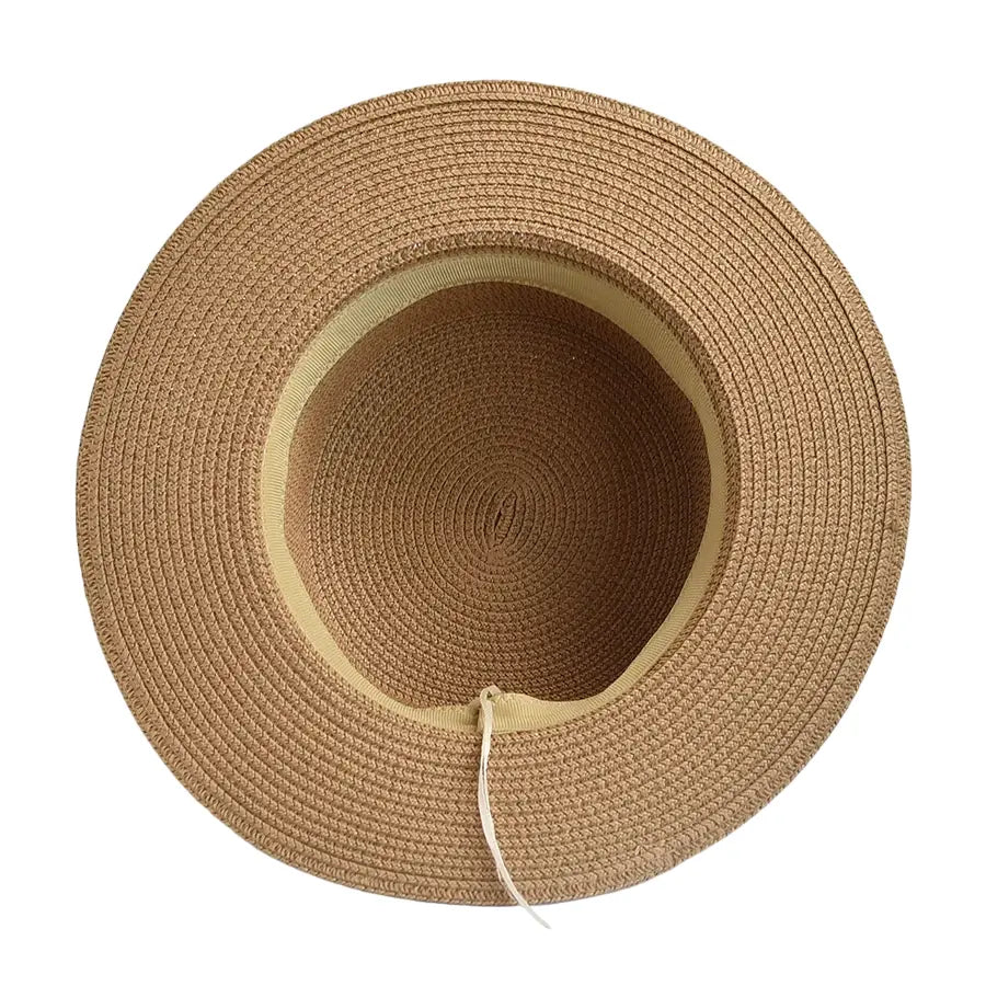 Pearls & Roses Women Summer Raffia Boater Hat