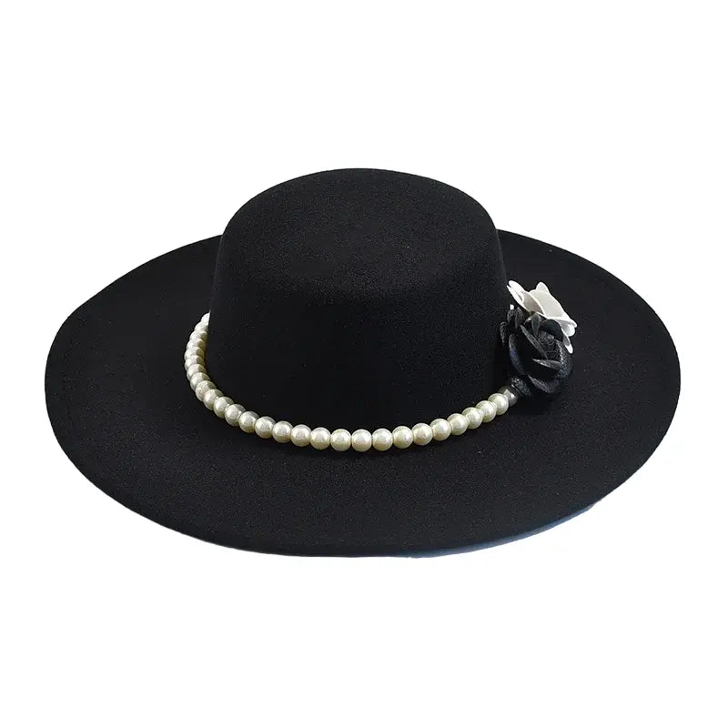 Pearls & Roses Women Wide Brim Cotton Boater Hat