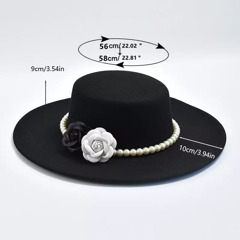 Pearls & Roses Women Wide Brim Cotton Boater Hat