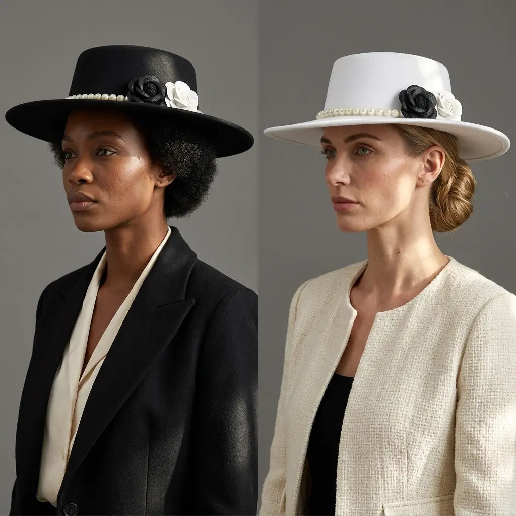 Pearls & Roses Women Wide Brim Cotton Boater Hat