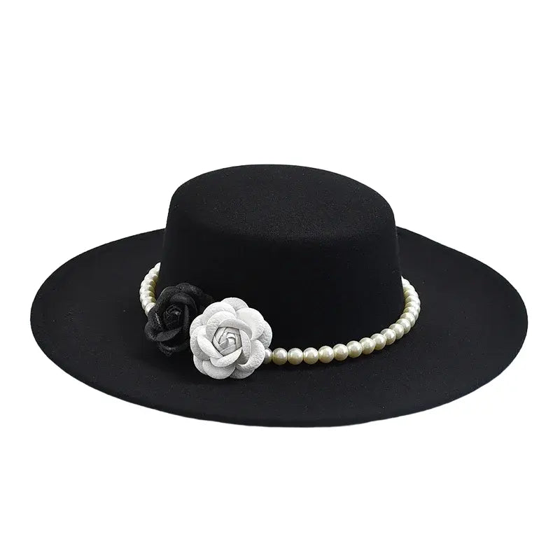 Pearls & Roses Women Wide Brim Cotton Boater Hat