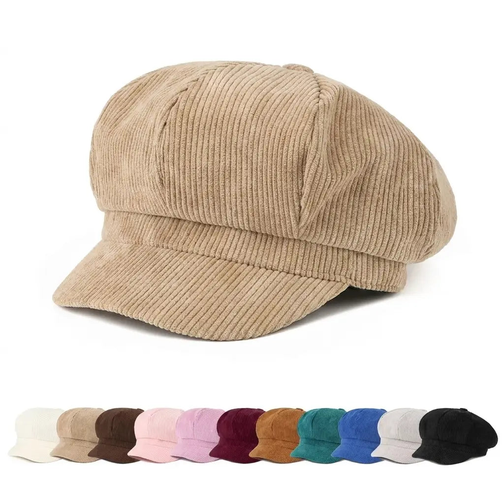 Plymouth Women Corduroy 8-Panels Newsboy Cap