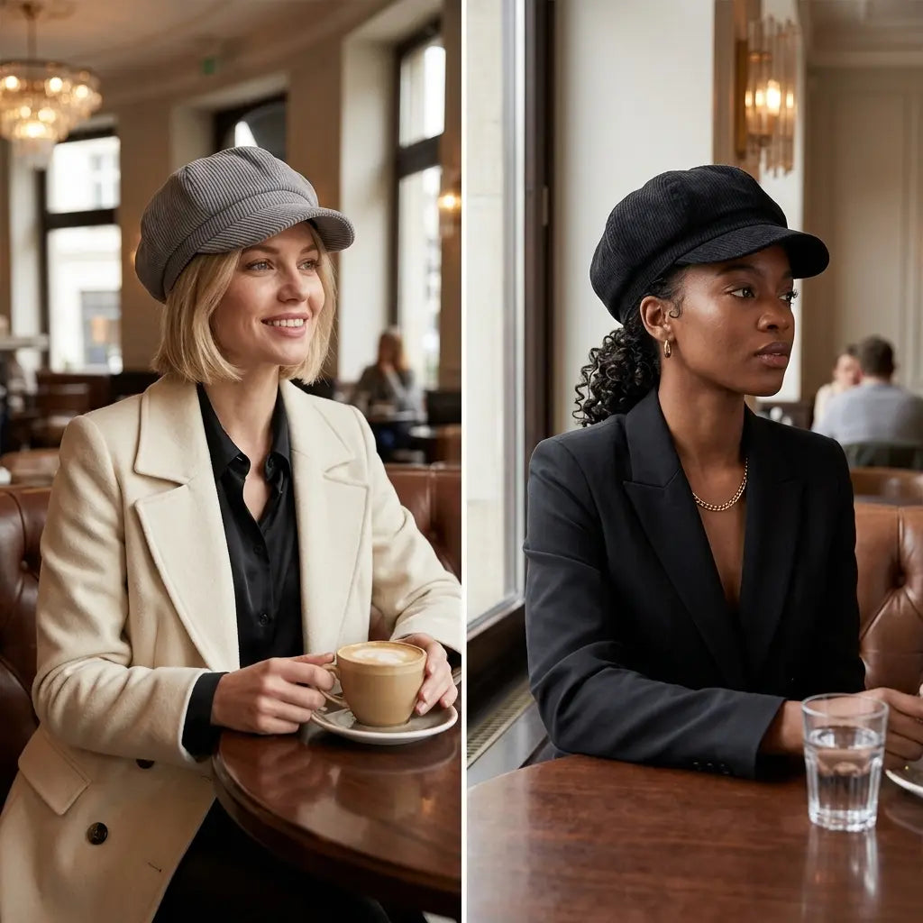 Plymouth Women Corduroy 8-Panels Newsboy Cap