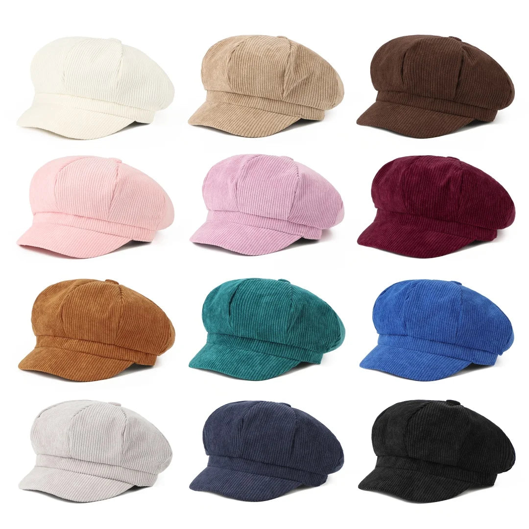 Plymouth Women Corduroy 8-Panels Newsboy Cap