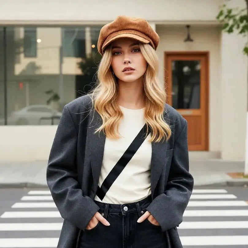 Plymouth Women Corduroy 8-Panels Newsboy Cap