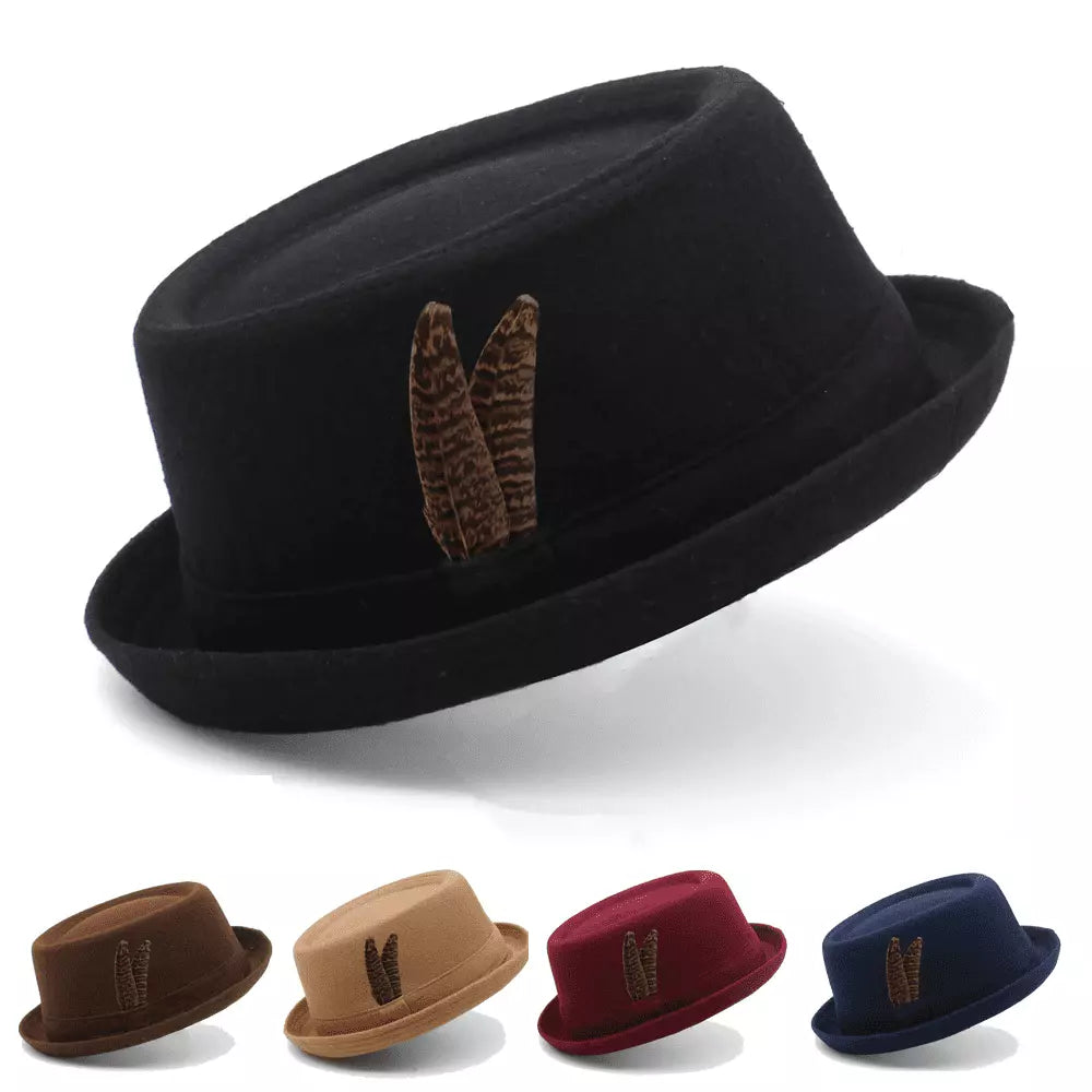 Poitiers Feathers Wool Porkpie Hat