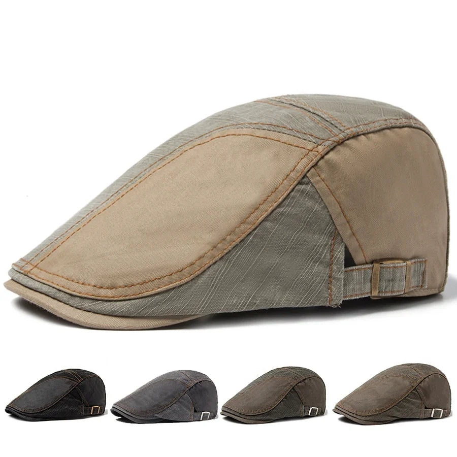 Portsmouth Retro Patchwork Cotton Flat Cap
