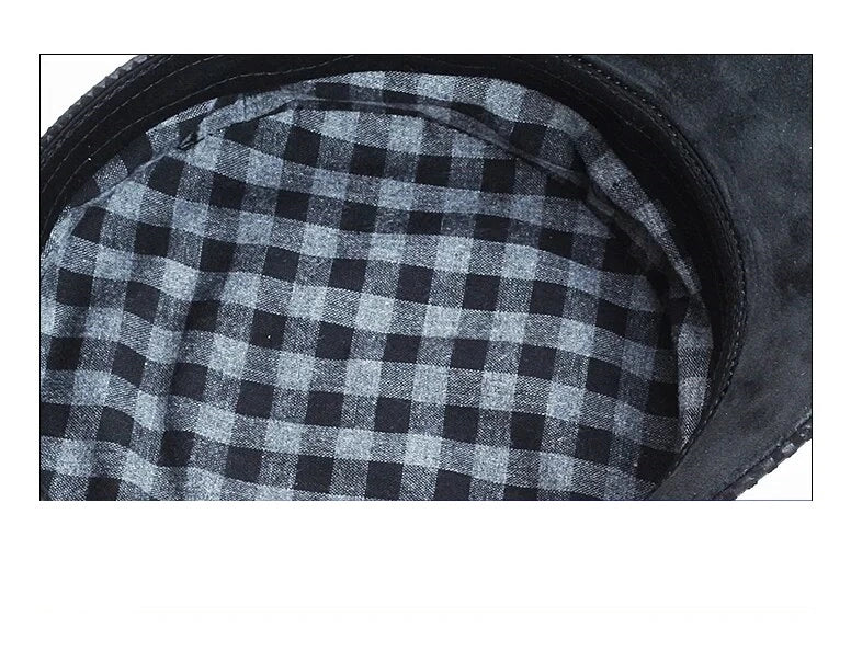 Punk Black Genuine Leather Sailor Cap