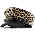 Punky Leopard Leather Sailor Cap